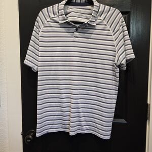 Rhone Men's Polo Shirt - Gray and White Striped